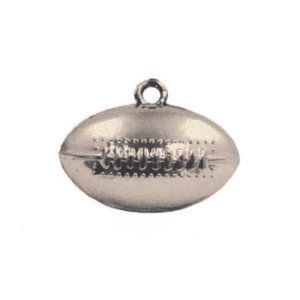 Trinket - Football Hollow 2" Charm - Metallic - (12pc) - Metallic Silver