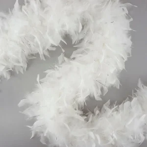 Feathers - Chandelle Heavyweight Feather Boa 6ft - White with Metallic - White/Silver