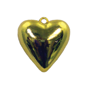 Trinket - Puff Heart Charm 40mm 1.5 " - (12pc) - Metallic Gold