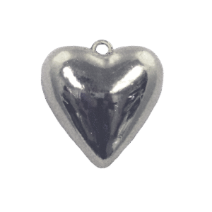 Trinket - Puff Heart Charm 40mm 1.5 " - (12pc) - Metallic Silver