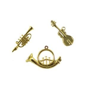 Trinket - Music Instrument Charms (Asst) 1.75" - (12pc) - Metallic Gold
