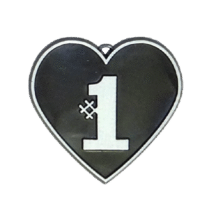 Trinket - #1 Heart Charm - 24pc - Black / White