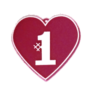 Trinket - #1 Heart Charm - 24pc - Burgundy / White