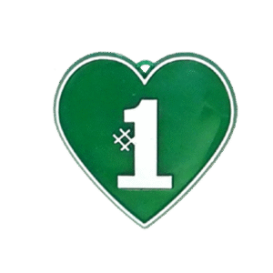 Trinket - #1 Heart Charm - 24pc - Emerald / White