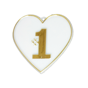 Trinket - #1 Heart Charm - 24pc - White / Gold