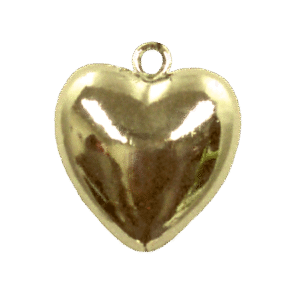 Trinket - Puff Heart Charm 30mm 1 " - (12pc) - Metallic Gold