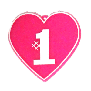 Trinket - #1 Heart Charm - 24pc - Hot Pink / White