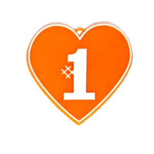 Trinket - #1 Heart Charm - 24pc - Orange / White