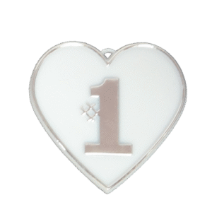 Trinket - #1 Heart Charm - 24pc - White / Silver