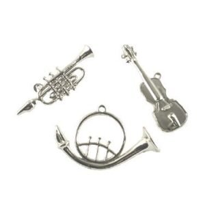 Trinket - Music Instruments Orchestra 3" - (12pc) - Metallic Silver