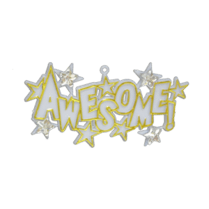 Trinket - Awesome 3" Charm - (12pc) - White / Gold