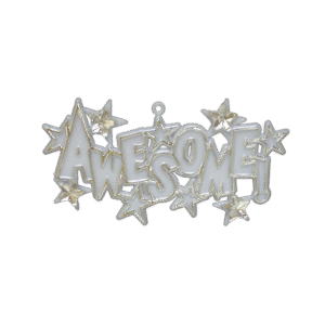 Trinket - Awesome 3" Charm - (12pc) - White / Silver
