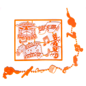 Trinket - Band Charm 7 Pc Set - (12 sets per pack) - Orange / White
