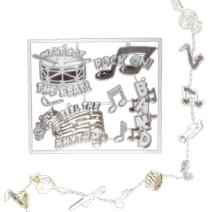 Trinket - Band Charm 7 Pc Set - (12 sets per pack) - White / Silver