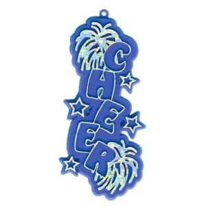 Trinket - Cheer Charm (Vertical) 3.25 in - (24pc) - Royal / Silver