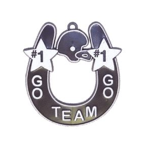 Trinket - Horseshoe Charm w/ Go Team Go 2.75" - (12pc) - Black / White