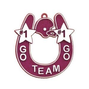 Trinket - Horseshoe Charm w/ Go Team Go 2.75" - (12pc) - Burgundy / White