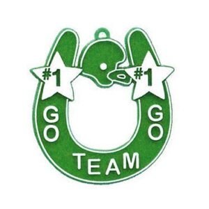 Trinket - Horseshoe Charm w/ Go Team Go 2.75" - (12pc) - Emerald / White