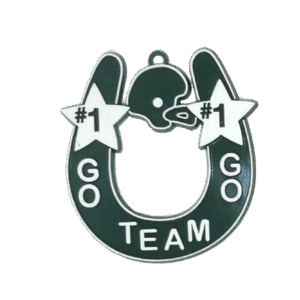Trinket - Horseshoe Charm w/ Go Team Go 2.75" - (12pc) - Hunter / White