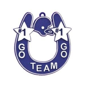 Trinket - Horseshoe Charm w/ Go Team Go 2.75" - (12pc) - Navy / White
