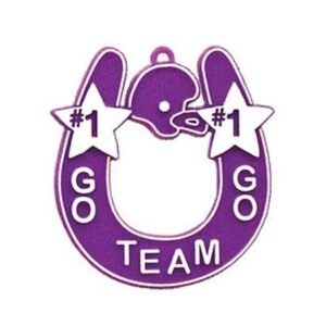 Trinket - Horseshoe Charm w/ Go Team Go 2.75" - (12pc) - Purple / White