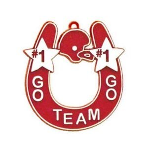 Trinket - Horseshoe Charm w/ Go Team Go 2.75" - (12pc) - Red / White