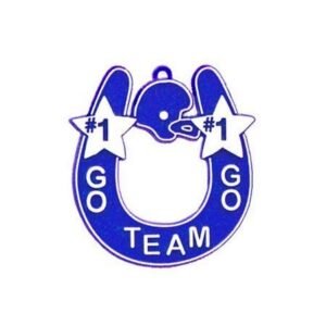 Trinket - Horseshoe Charm w/ Go Team Go 2.75" - (12pc) - Royal / White