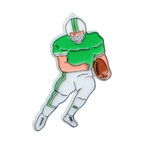 Trinket - Football Player Running 3 " - (12pc) - Emerald / White