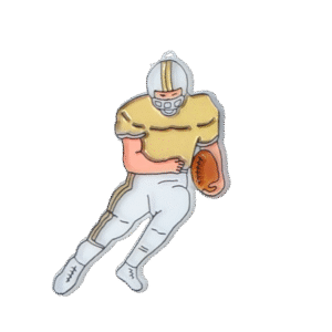 Trinket - Football Player Running 3 " - (12pc) - White / Gold