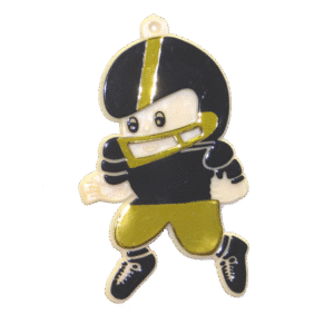 Trinket - Football Player Pick 2.5" Charm - (12pc) - Black / Gold