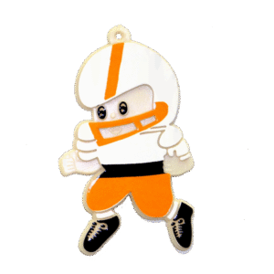 Trinket - Football Player Pick 2.5" Charm - (12pc) - Orange / White