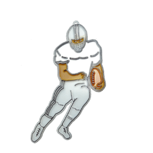Trinket - Football Player Running 3 " - (12pc) Brown Skin Tone - White / Silver
