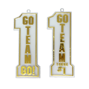 Trinket - #1 Go Team Duo Charm - (24pc) - White / Gold