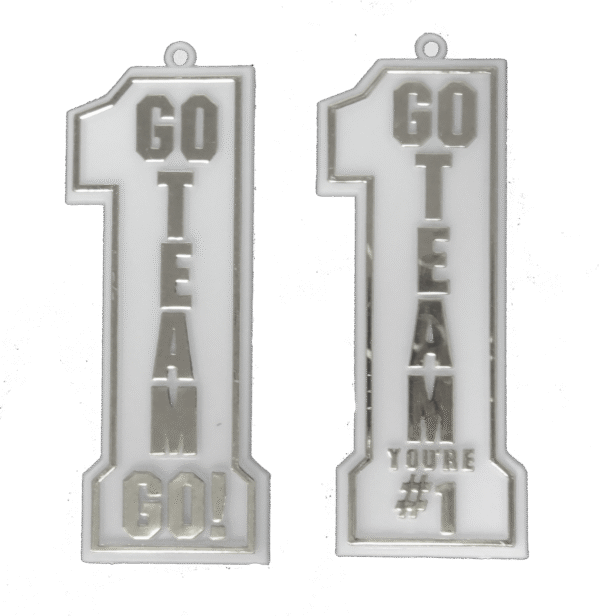 Trinket - #1 Go Team Duo Charm - (24pc) - White / Silver