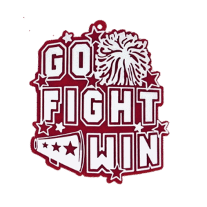 Trinket - Go Fight Win Charm 3" - 12pc - Burgundy / White