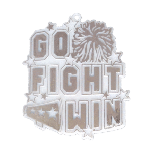 Trinket - Go Fight Win Charm 3" - 12pc - White / Silver