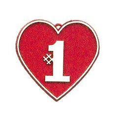 Trinket - #1 Heart Charm - 24pc - Red / White