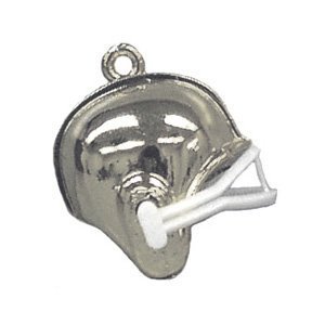 Trinket - Football Helmet 1" 3D Charm - Metallic (24pc) - Metallic Silver