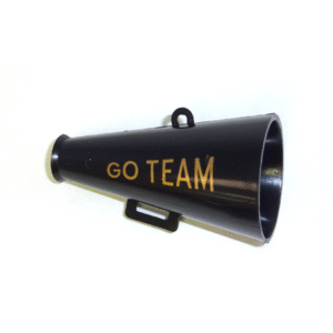 Trinket - Megaphone w/ Go Team - 3D 2.5 " - (12pc) - Black / Gold