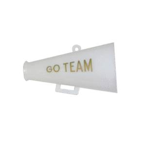 Trinket - Megaphone w/ Go Team - 3D 2.5 " - (12pc) - White / Gold