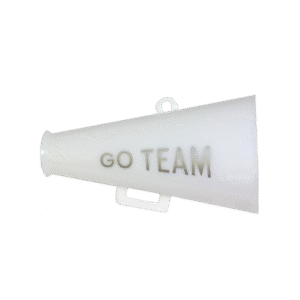 Trinket - Megaphone w/ Go Team - 3D 2.5 " - (12pc) - White / Silver