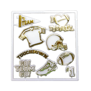Trinket - Football Charm Set - (12 sets) - White / Gold