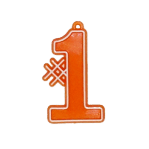Trinket - # 1 Charm 1.5" - (24 pc) - Orange / White