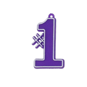 Trinket - # 1 Charm 1.5" - (24 pc) - Purple / White