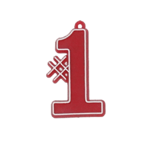 Trinket - # 1 Charm 1.5" - (24 pc) - Red / White