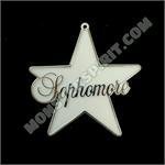 Trinket - Class - Sophomore Script Star - (12pc) - White / Silver