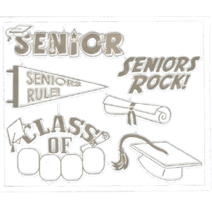 Trinket - Class - Seniors Rock Set W/Numbers (12 sets) - White / Silver