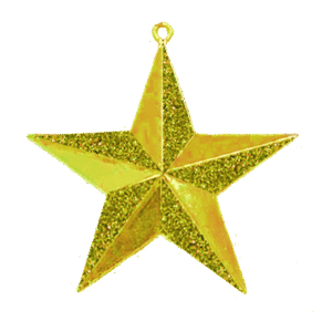 Trinket - 3D Glitter Star - 12pc - Glitter Gold