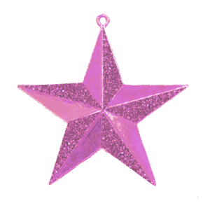 Trinket - 3D Glitter Star - 12pc - Glitter Hot Pink