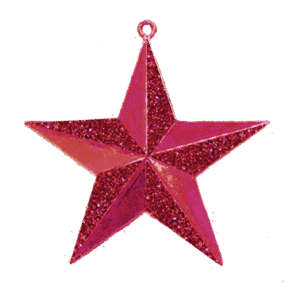 Trinket - 3-D Glitter Star - 12pc - Glitter Red